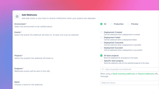 Webhooks Environment Selection